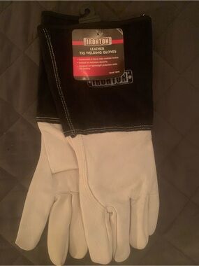 Black and White Leather TIG Welding Gloves - Men's Protective Gloves